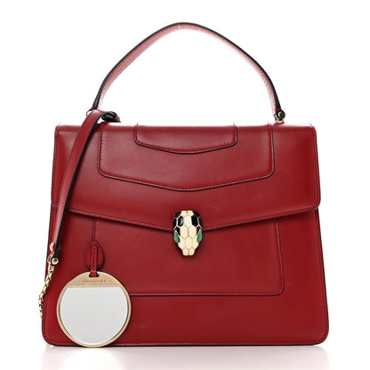 Bulgari Calfskin Large Serpenti Forever Top Handle Red 3 of 13