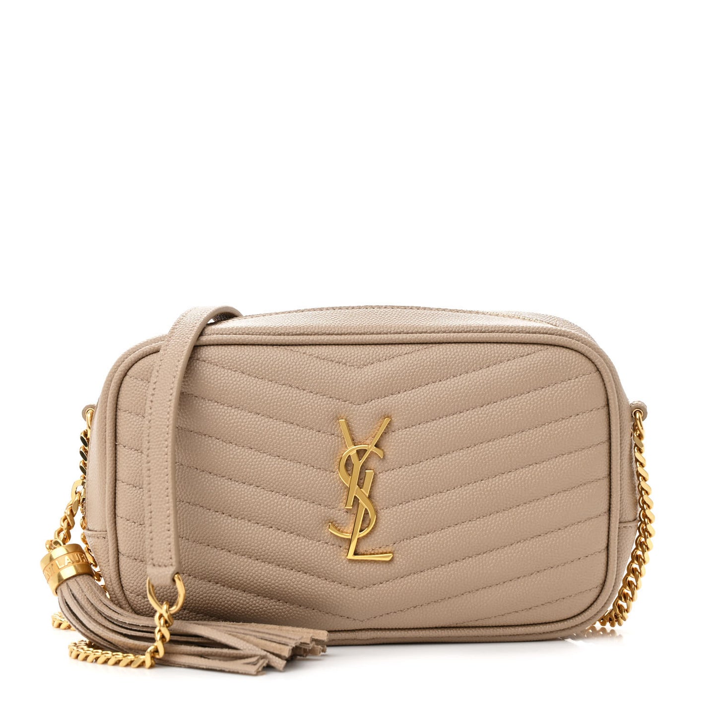 Grain De Poudre Matelasse Monogram Mini Lou Camera Bag Dark Beige