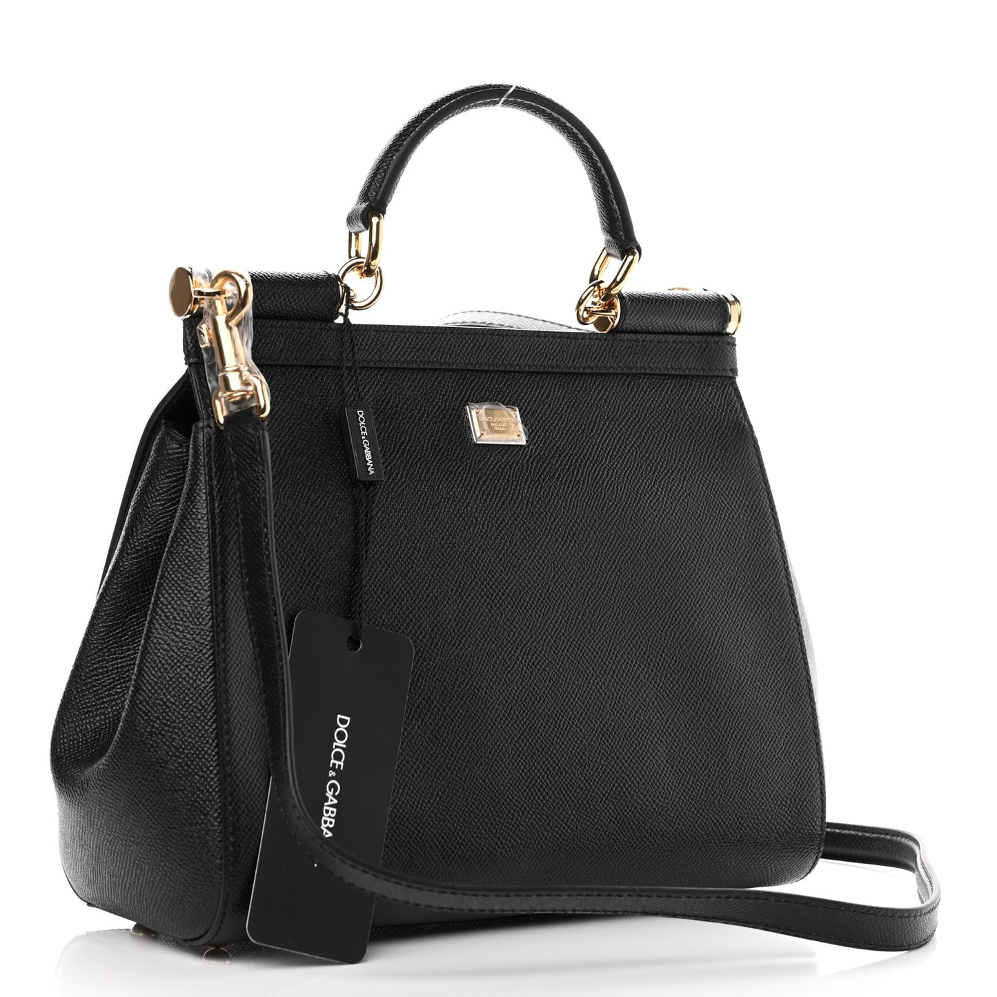 Dauphine Medium DG Family Patch Miss Sicily Satchel Black