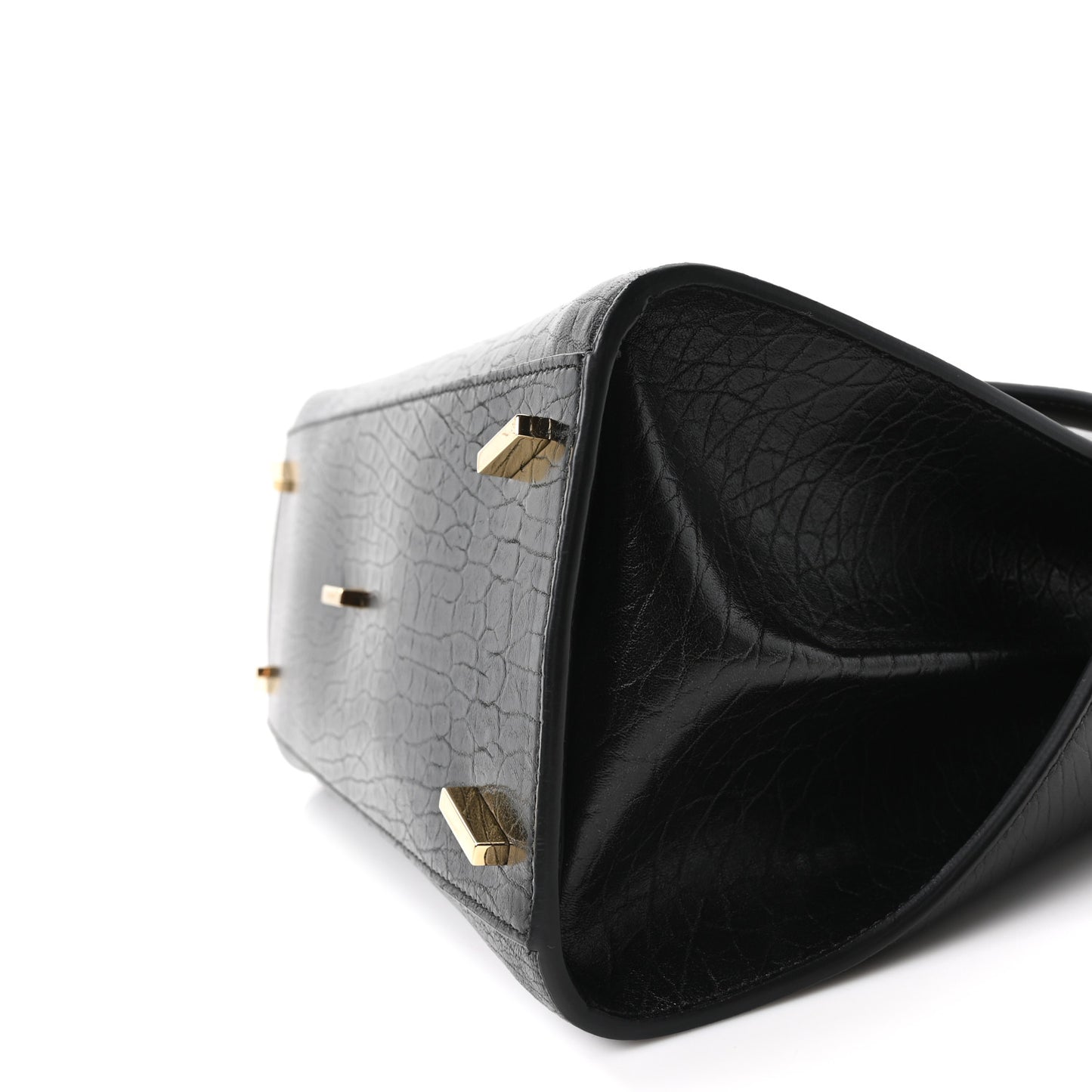 Washed Calfskin Medium Hug Soft Bicolor Shoulder Bag Black Testa Di Moro