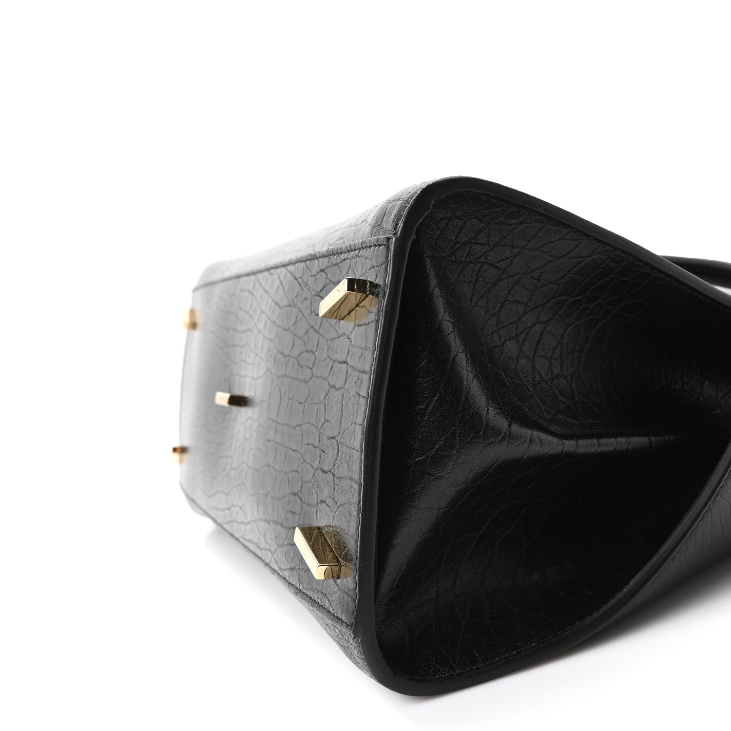 Salvatore Ferragamo Washed Calfskin Medium Hug Soft Bicolor Shoulder Bag Black Testa Di Moro 9 of 9