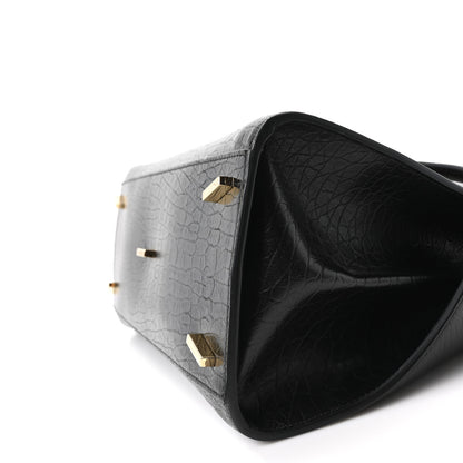 Salvatore Ferragamo Washed Calfskin Medium Hug Soft Bicolor Shoulder Bag Black Testa Di Moro 9 of 9