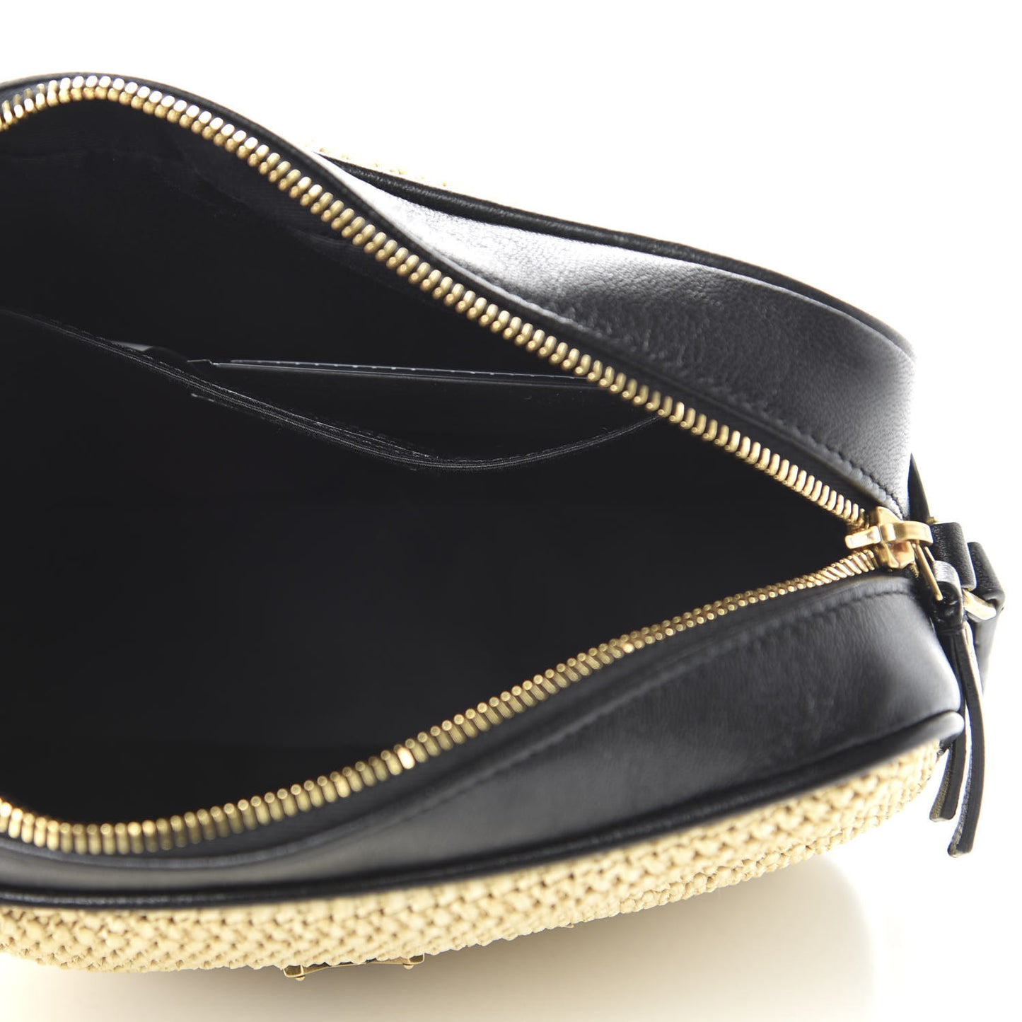 Raffia Canvas Monogram Lou Camera Bag Beige Black