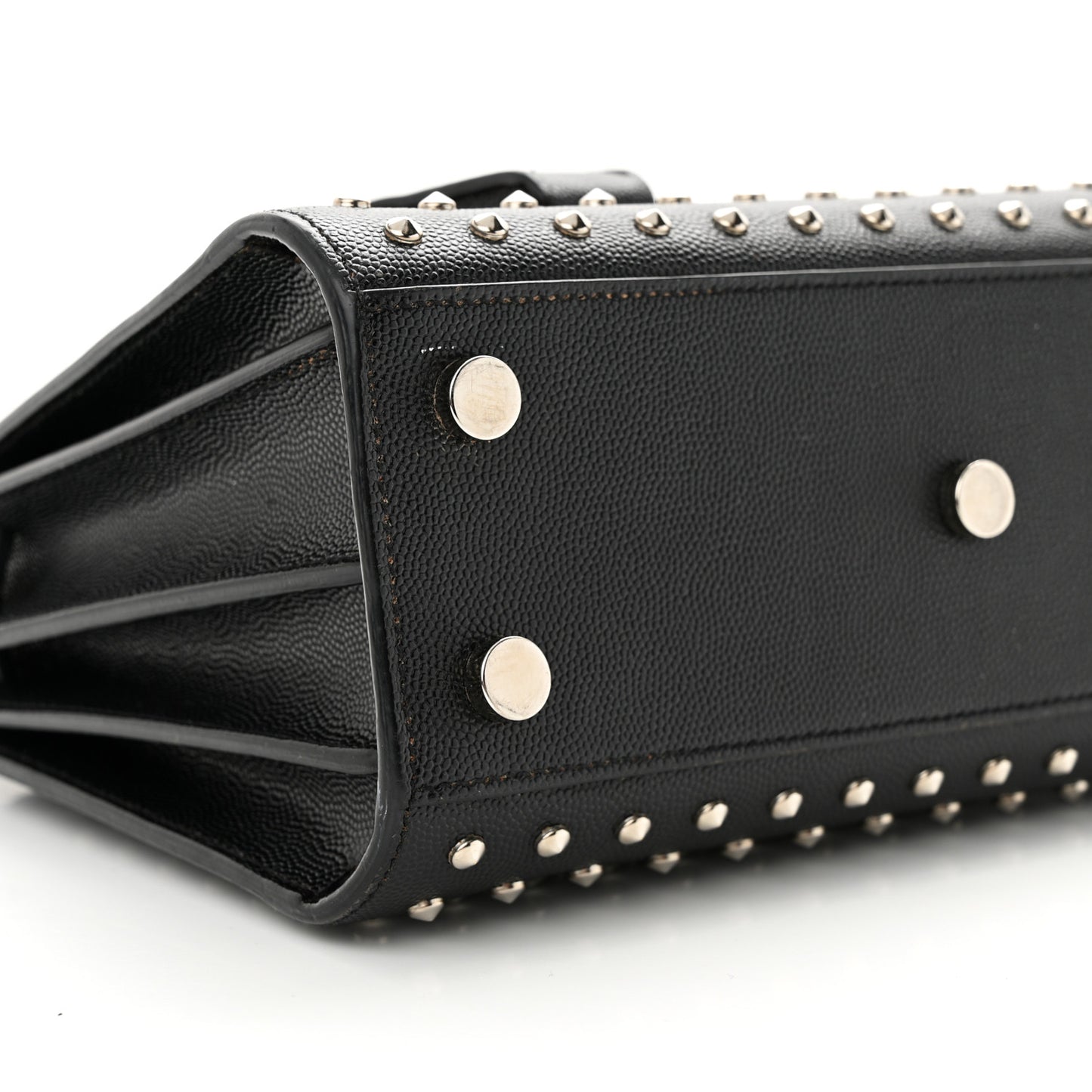 SAINT LAURENT Calfskin Studded Nano Sac De Jour Black