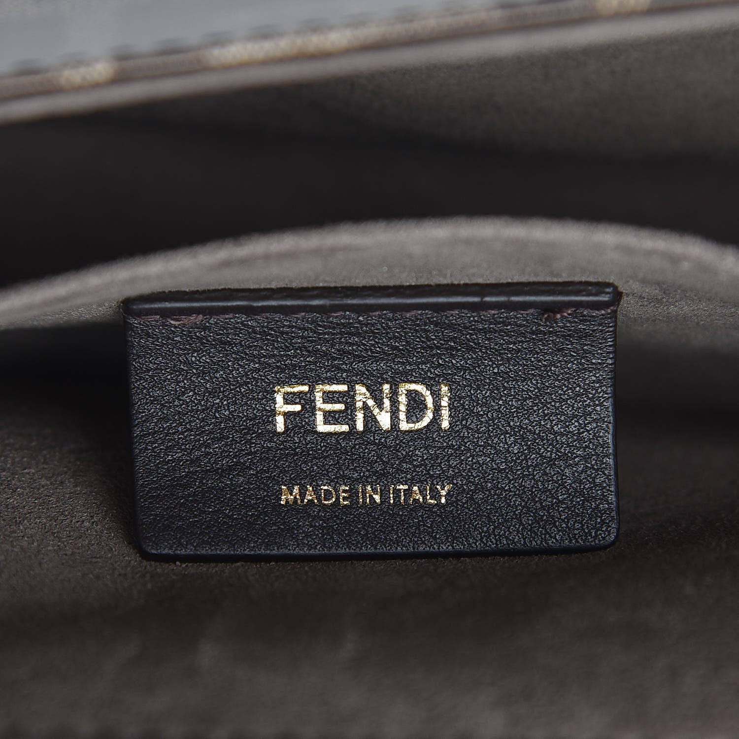 Fendi Vitello Grace Glazed Fabric FF 1974 Double F Shoulder Bag Black Mogano Panna 7 of 12