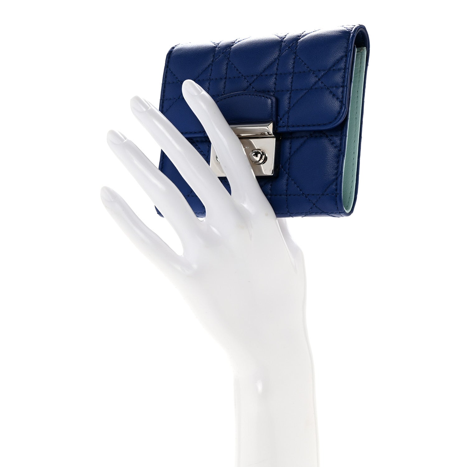 Christian Dior Lambskin Cannage Miss Dior Explorateur Compact Wallet  Blue 2 of 9