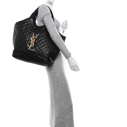 Saint Laurent Lambskin Quilted Maxi Icare Shopping Tote Black 2 of 12