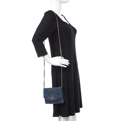 Chanel Denim Timeless CC Wallet on Chain WOC Blue 2 of 12