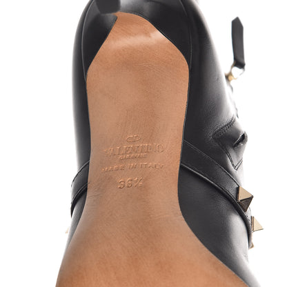 Valentino Garavani Calfskin Rockstud Tall Boots 36.5 Black 5 of 9