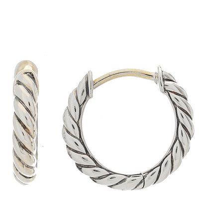 David Yurman Sterling Silver Sculpted Cable Micro Huggie Hoop Earrings 1 of 5
