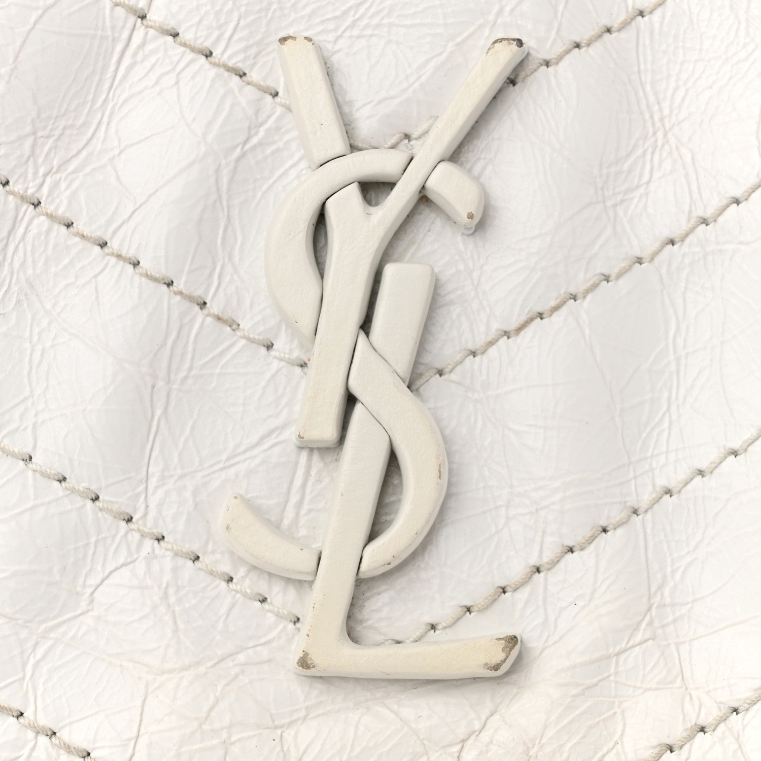 Saint Laurent Crinkled Calfskin Matelasse Monogram Medium Niki Chain Satchel Ivory 12 of 12