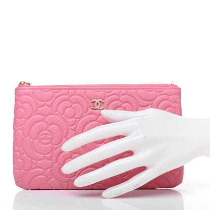 Chanel Caviar Camellia Embossed Cosmetic Pouch Pink 2 of 8