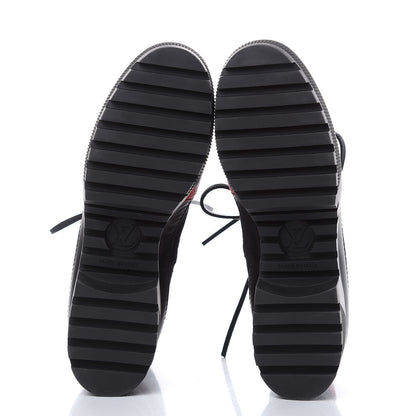 Louis Vuitton Suede Calfskin Damier Azur Overcloud Laureate Platform Desert Boots 38.5 Black 5 of 7