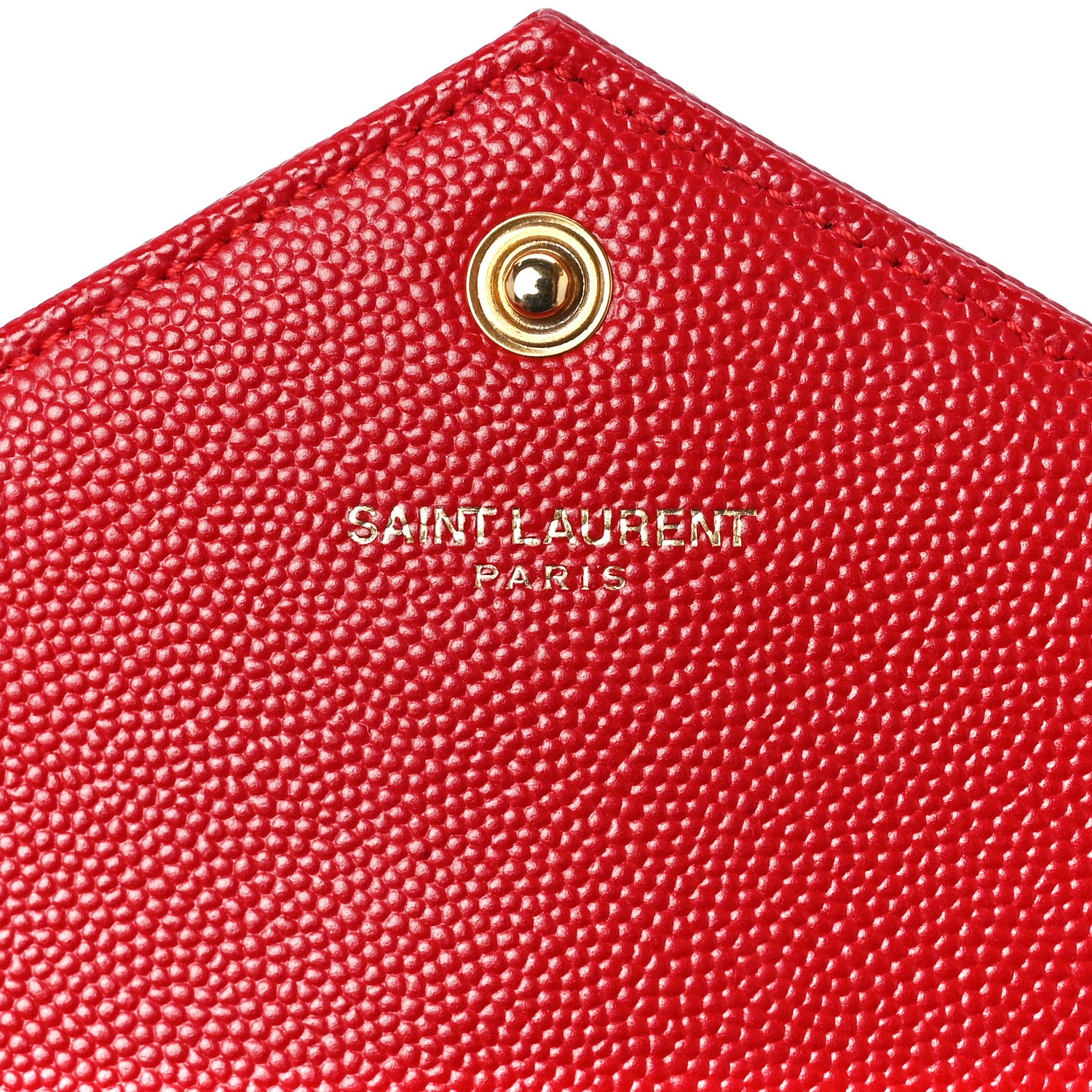Saint Laurent Grain De Poudre Matelasse Chevron Monogram Envelope Chain Wallet New Red 6 of 12