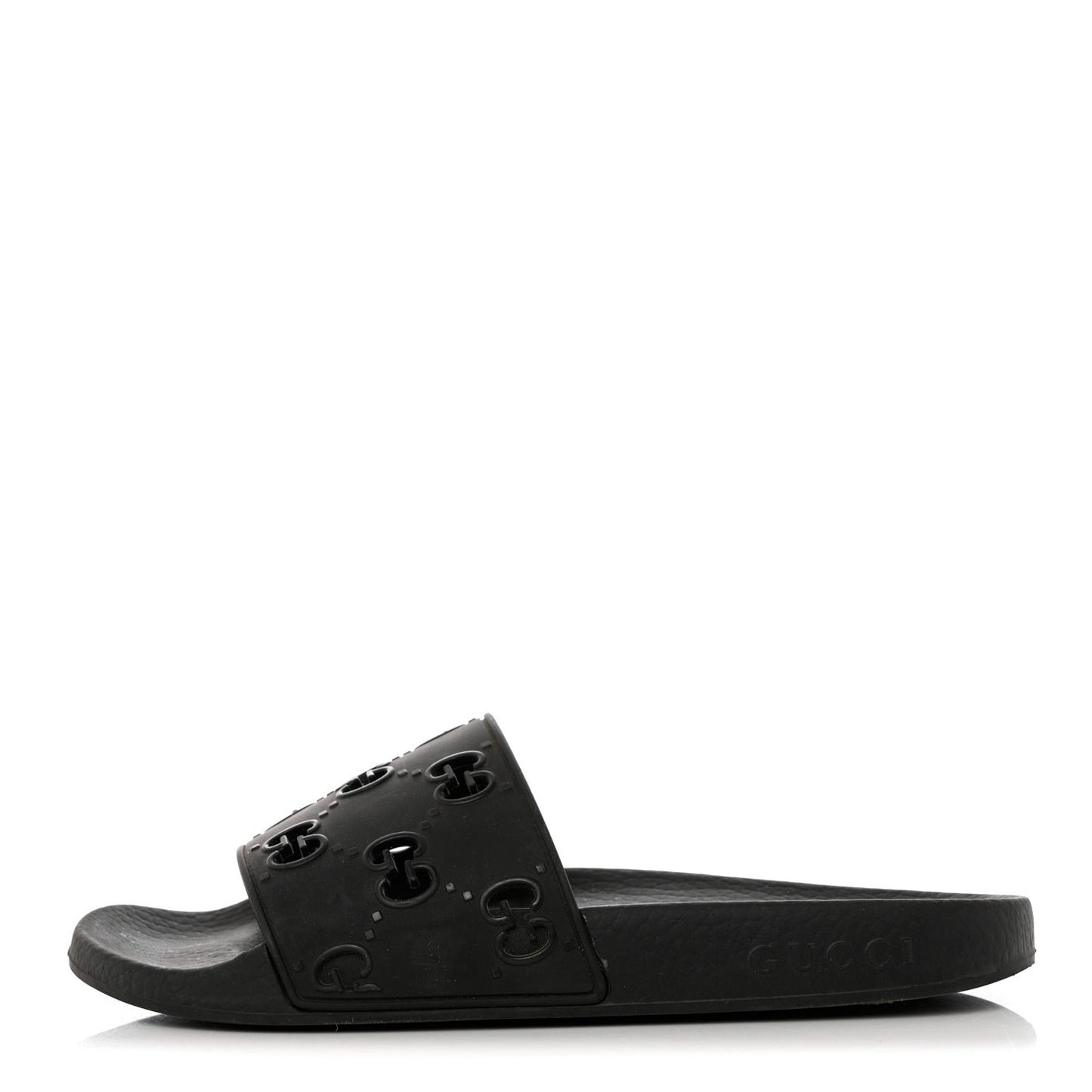 Rubber GG Monogram Perforated Womens Slide Sandals 37 Black