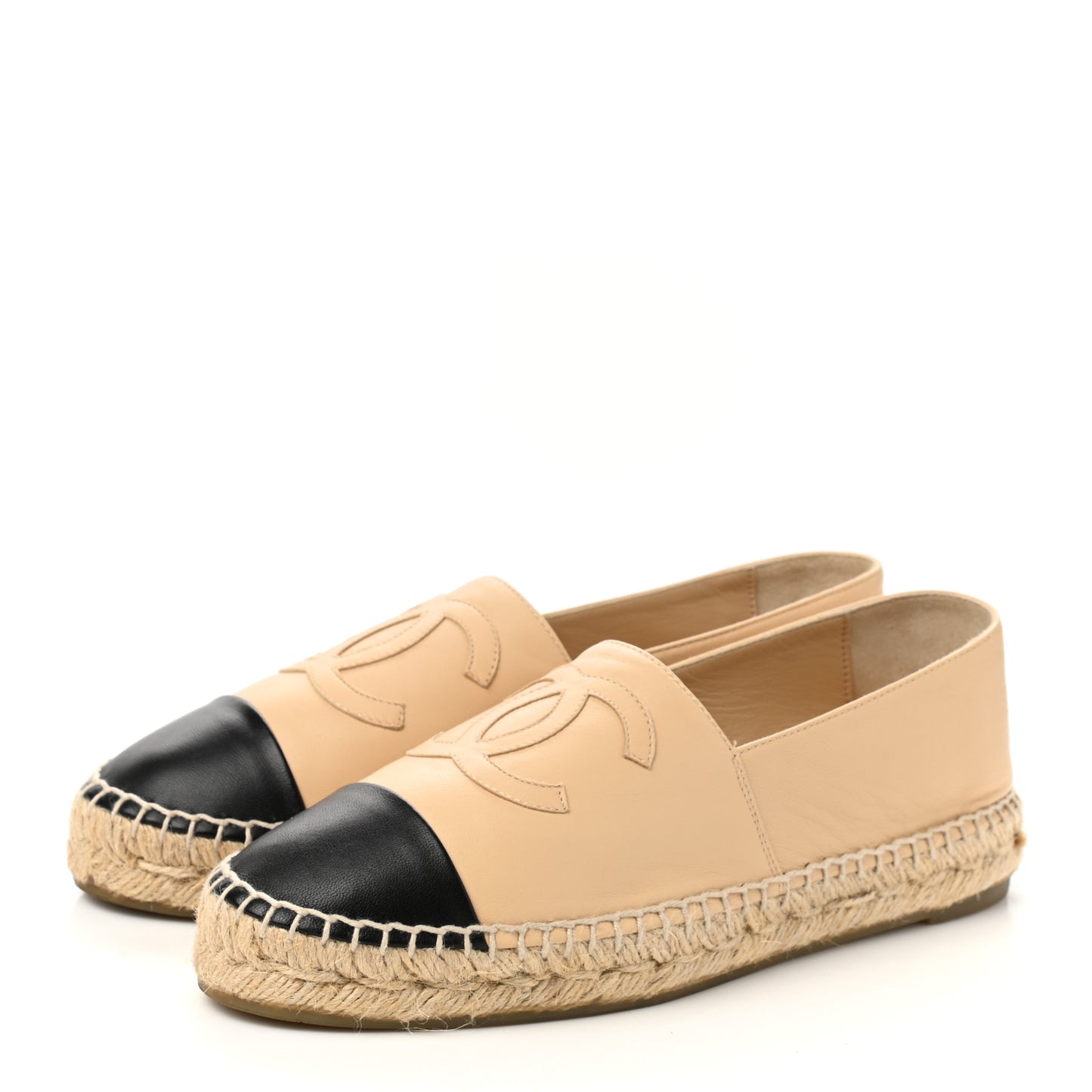 Lambskin CC Espadrilles 38 Beige Black