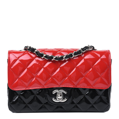 Chanel Patent Calfskin Quilted Bi-Color Mini Rectangular Flap Red Black 2 of 23