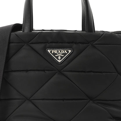 Prada Re-Nylon Nappa Triangle Quilted Padded Double Handled Zip Pocket Tote Black 17 of 21