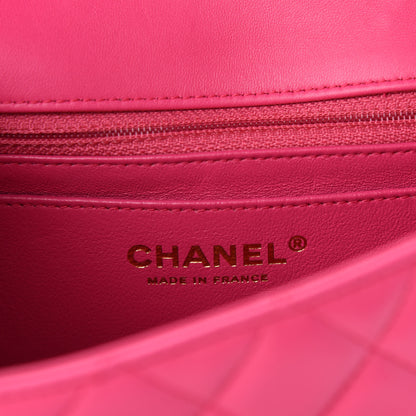 Chanel Lambskin Quilted Mini Rectangular Flap Dark Pink 8 of 11