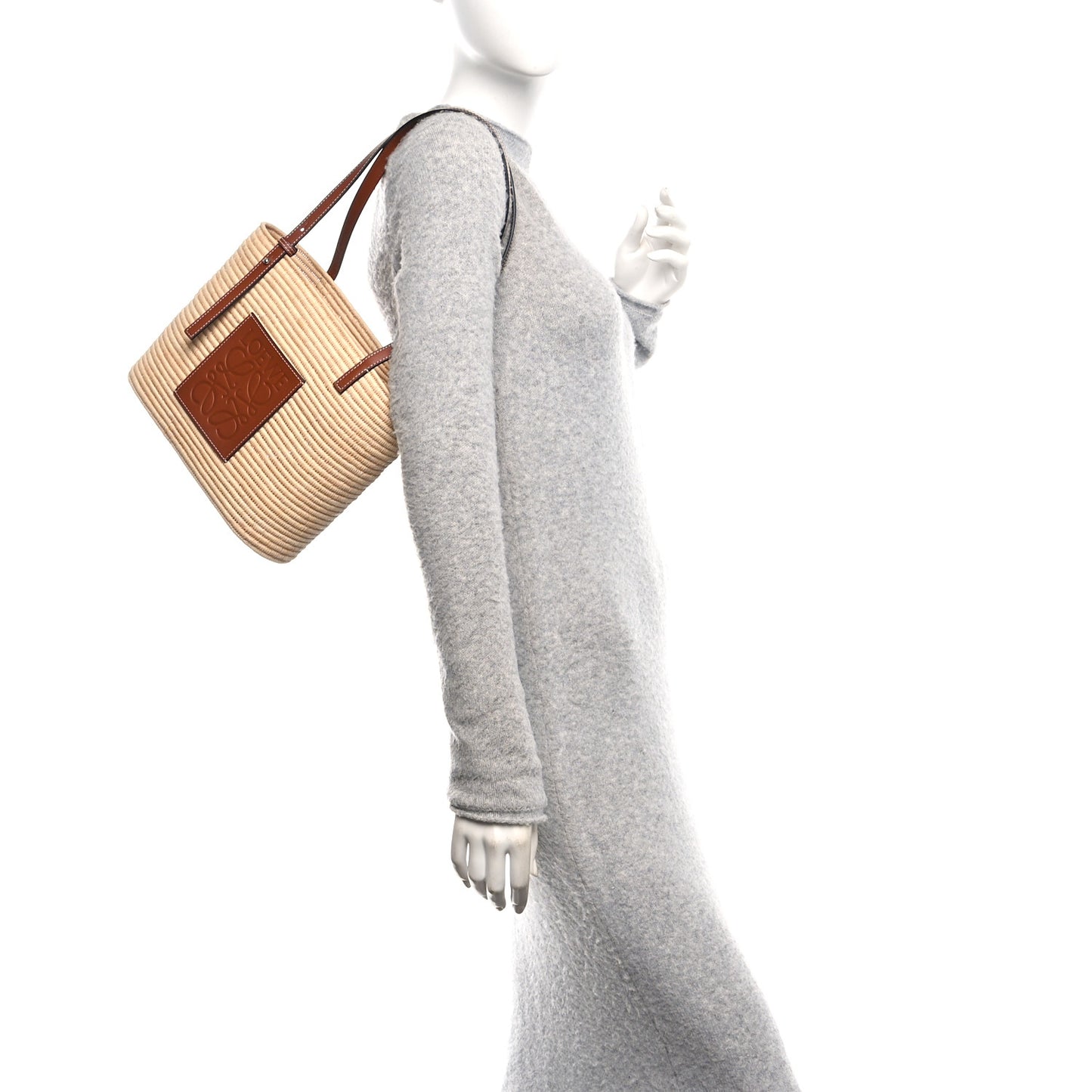 Raffia Small Square Basket Tote Bag Natural Tan