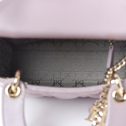 Christian Dior Metallic Lambskin Cannage Mini Lady Dior Lotus 7 of 11
