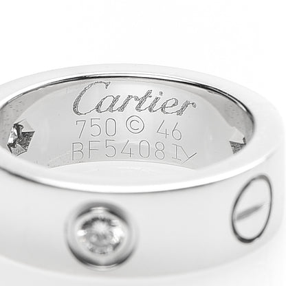 Cartier 18K White Gold 3 Diamond 5.5mm LOVE Ring 46 3.75 4 of 5