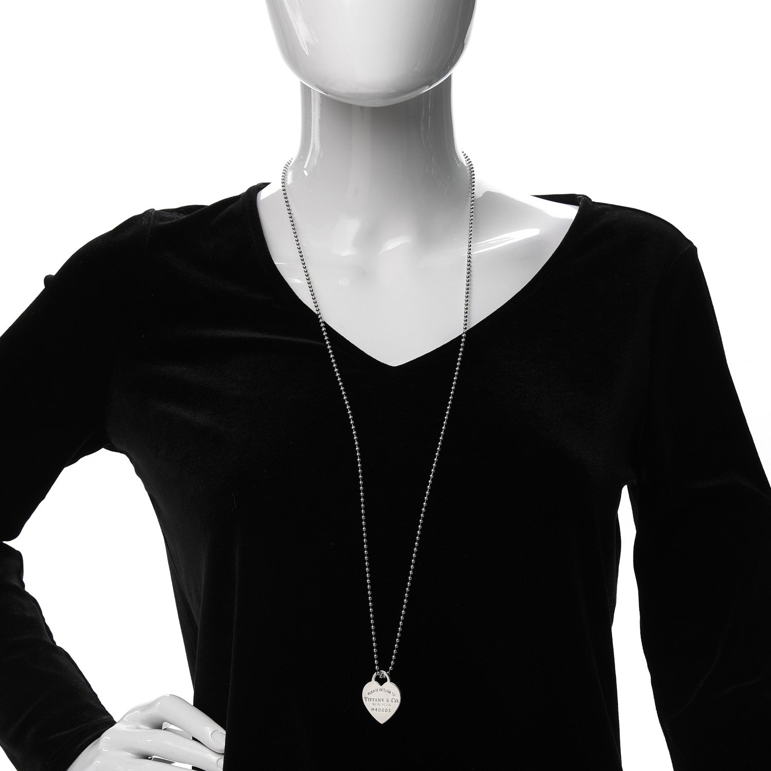 Tiffany Sterling Silver Long Return to Tiffany Heart Pendant Necklace 2 of 5