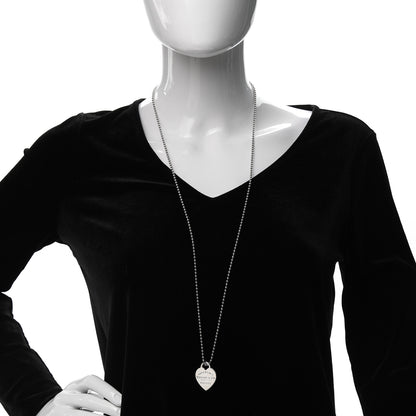 Tiffany Sterling Silver Long Return to Tiffany Heart Pendant Necklace 2 of 5