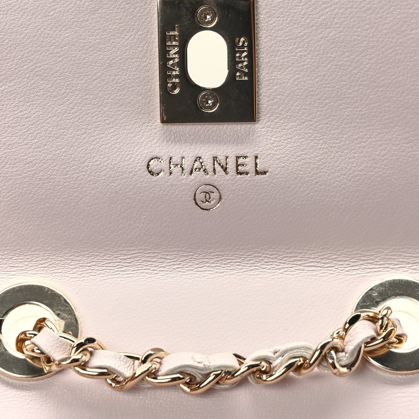 Lambskin Quilted Trendy CC Card Holder On Chain Light Purple