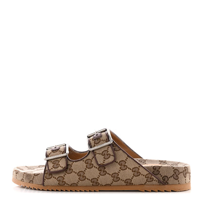 Gucci GG Monogram Lavaredo Eco Fabric Mens Slide Sandals With Straps 8 Beige Ebony Light Brown 1 of 20