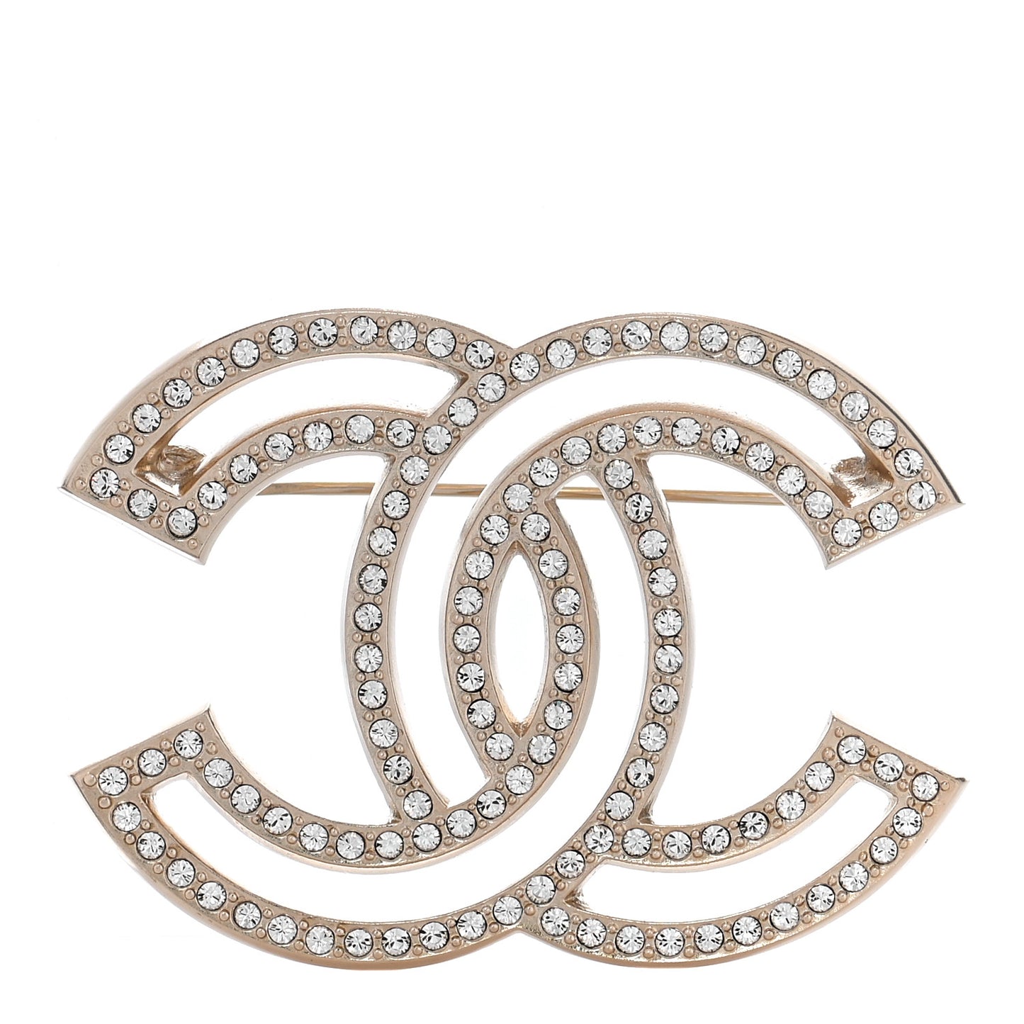 Crystal CC Brooch Light Gold