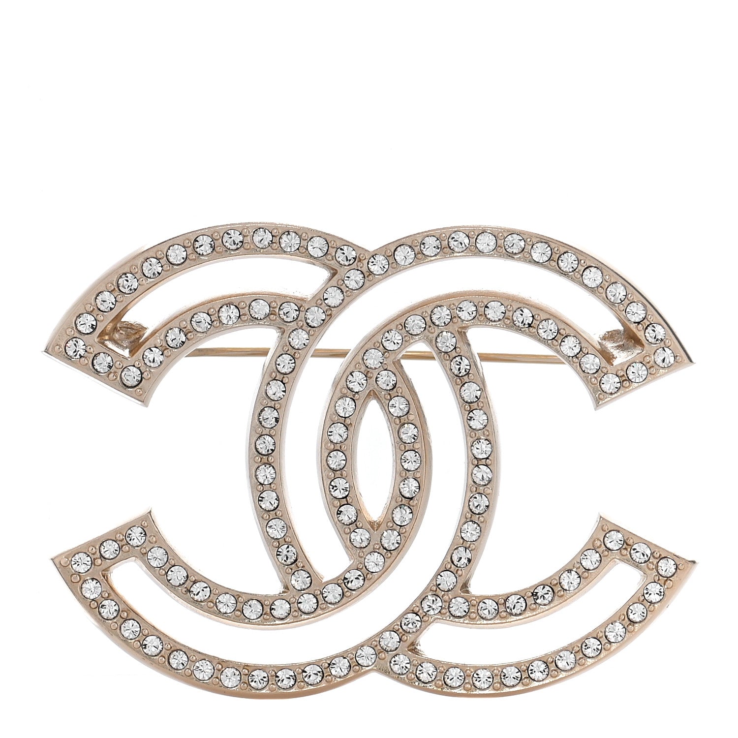 Chanel Crystal CC Brooch Light Gold 1 of 7