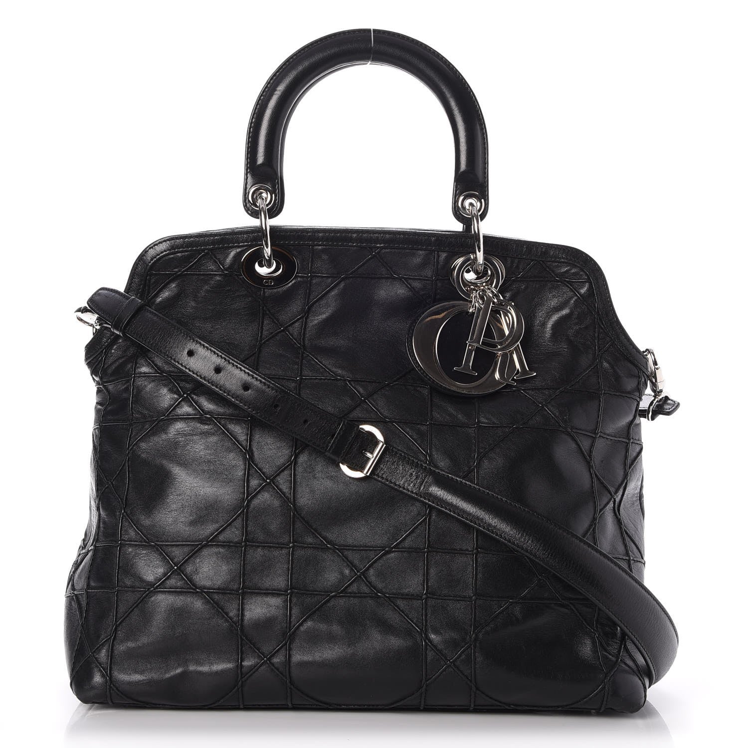 Christian Dior Lambskin Cannage Medium Granville Tote Black 1 of 8