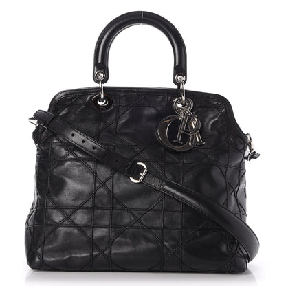 Christian Dior Lambskin Cannage Medium Granville Tote Black 1 of 8