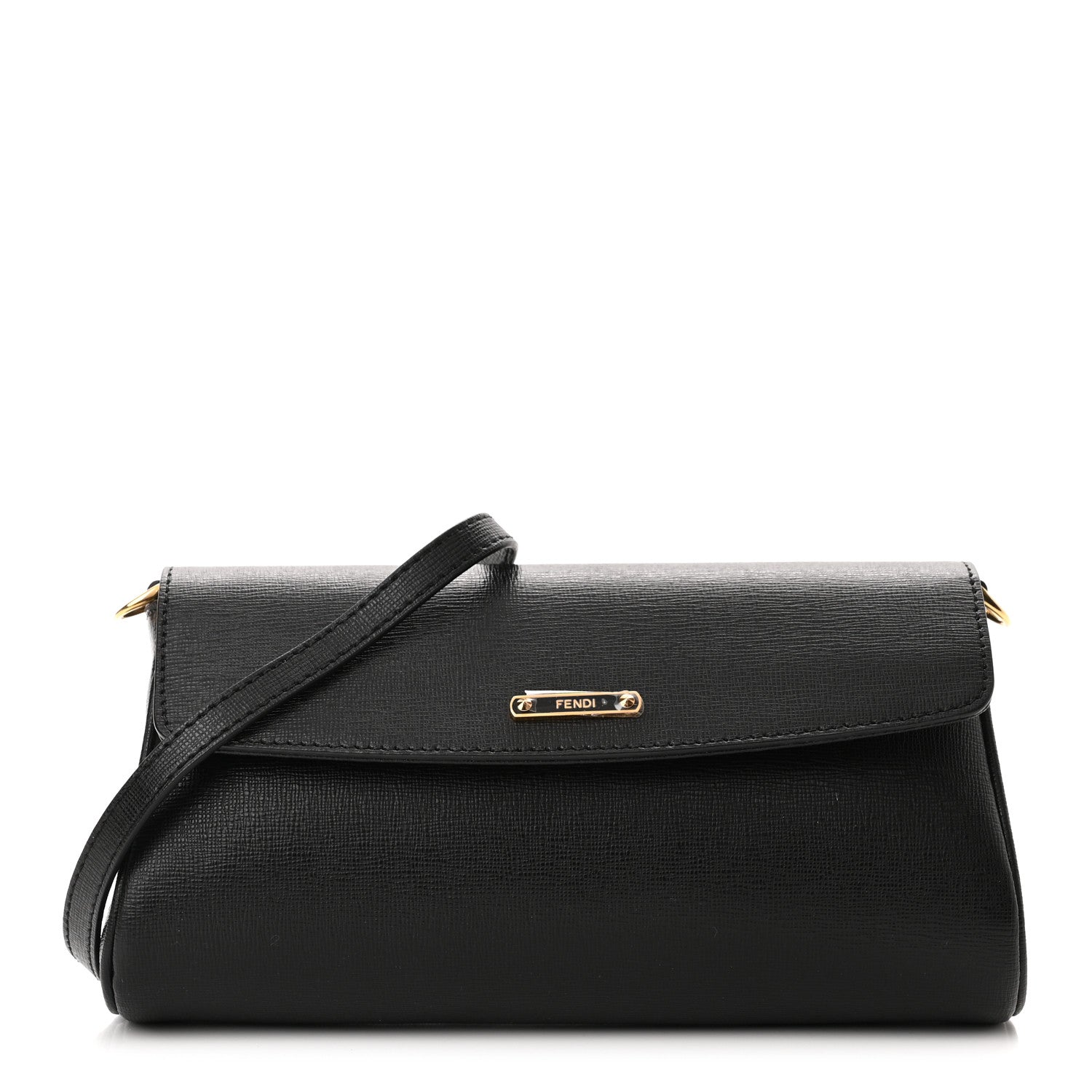 Fendi Vitello Elite Flap Crossbody Bag Black 1 of 9