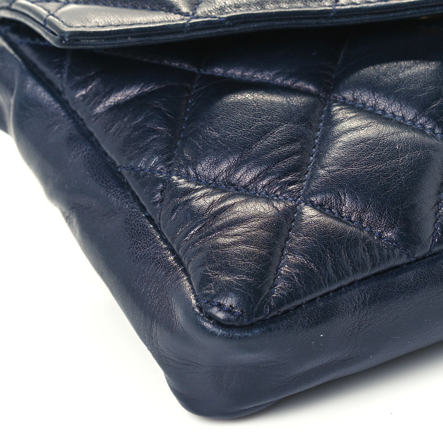 Lambskin Quilted Flap Waist Belt Bag Navy