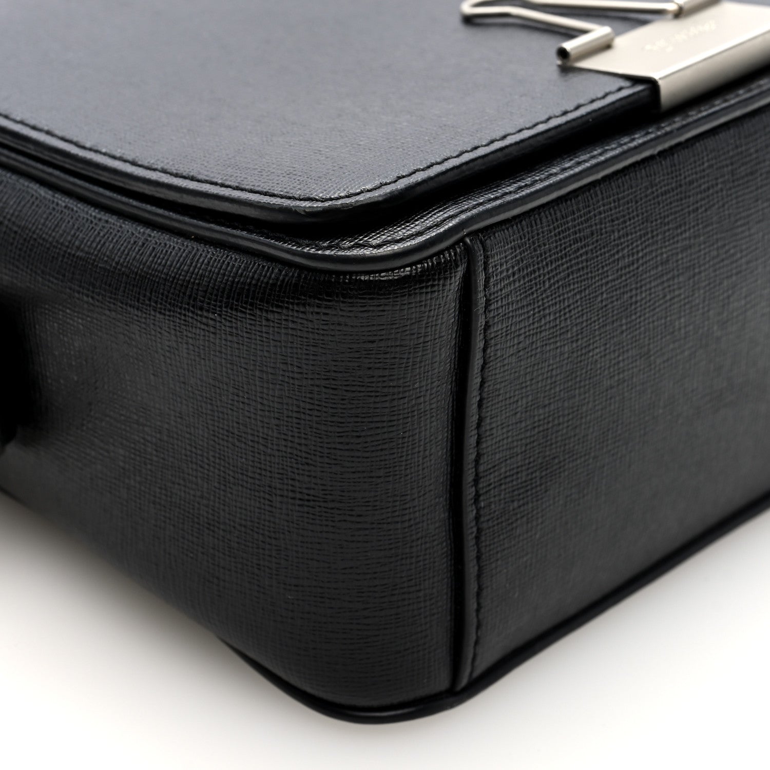 Off-White Saffiano Binder Clip Bag Black 9 of 10