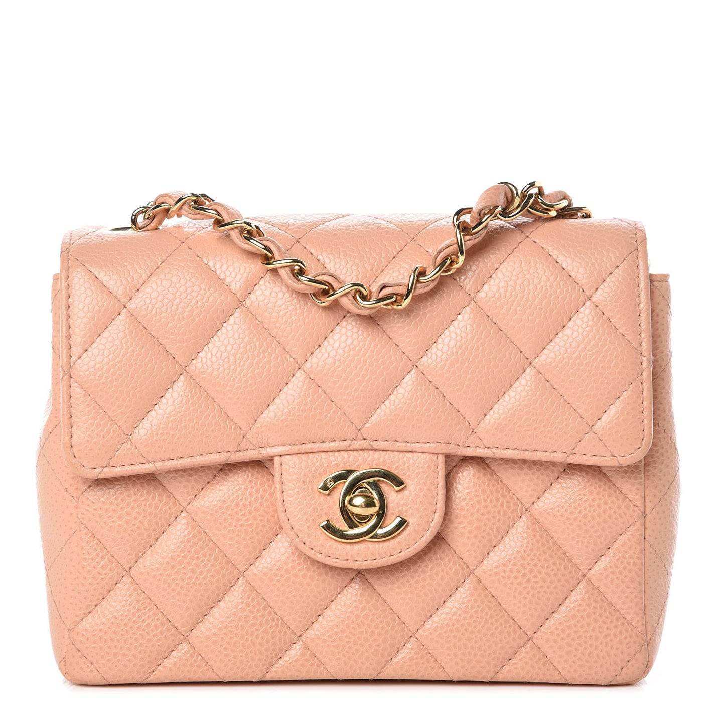 Caviar Quilted Mini Square Flap Pink
