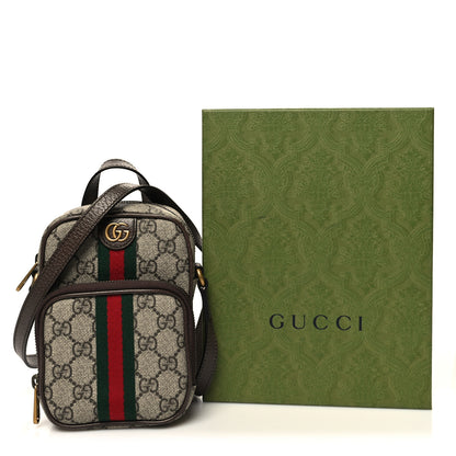 Gucci GG Supreme Monogram Web Mini Ophidia Double Zip Messenger Bag Beige New Acero 12 of 12