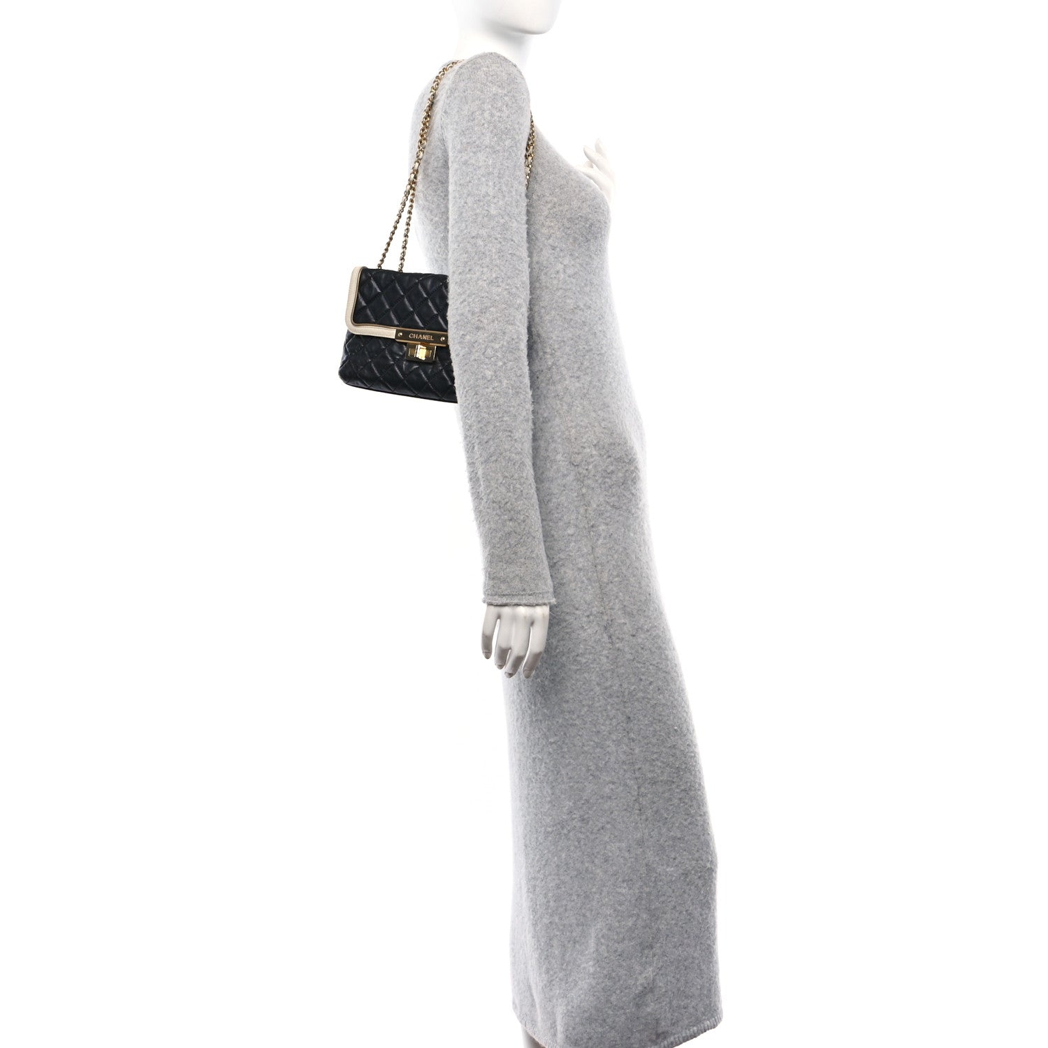 Chanel Lambskin Quilted Mademoiselle East West Flap Black White 2 of 10