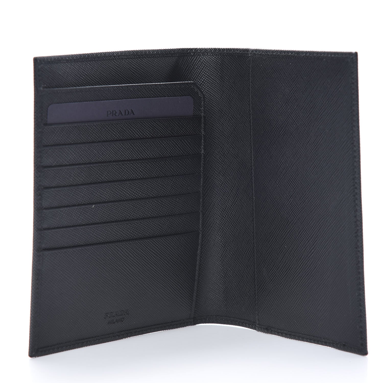 Prada Saffiano Metal Flap Passport Holder Black 5 of 9