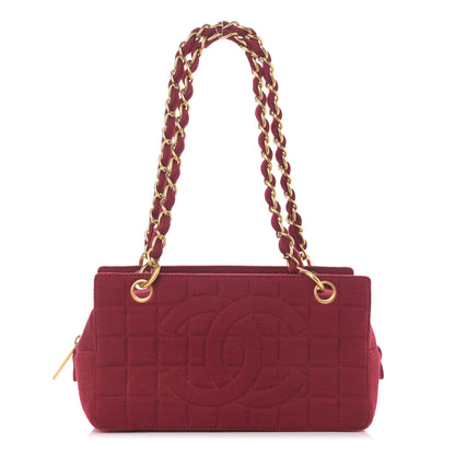 Chanel Jersey Quilted CC Chocolate Bar Bag Burgundy 1 of 11