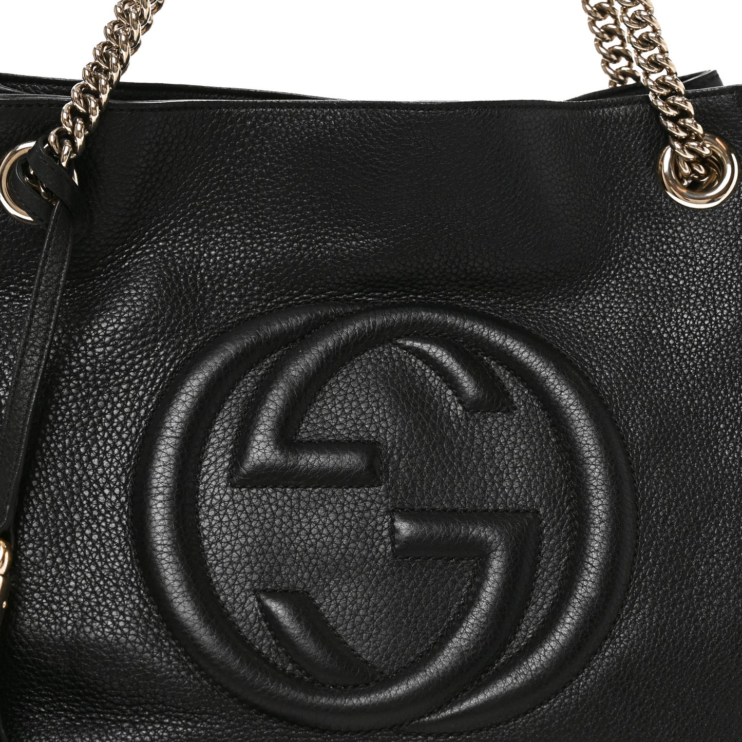 Pebbled Calfskin Medium Soho Chain Shoulder Bag Black