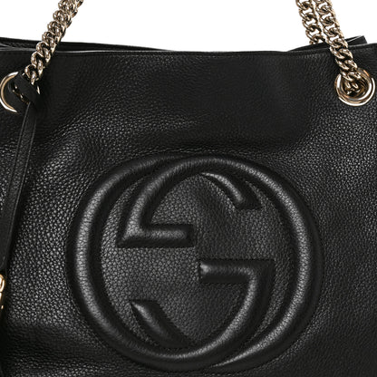 Gucci Pebbled Calfskin Medium Soho Chain Shoulder Bag Black 8 of 10