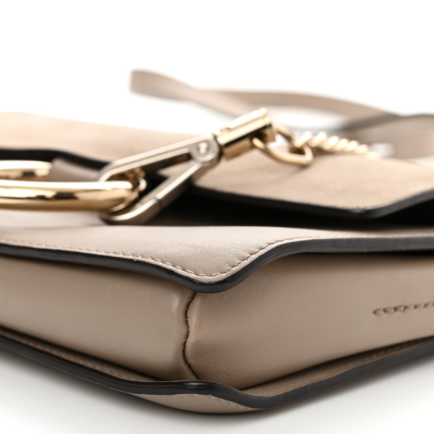 Suede Calfskin Small Faye Shoulder Bag Motty Grey