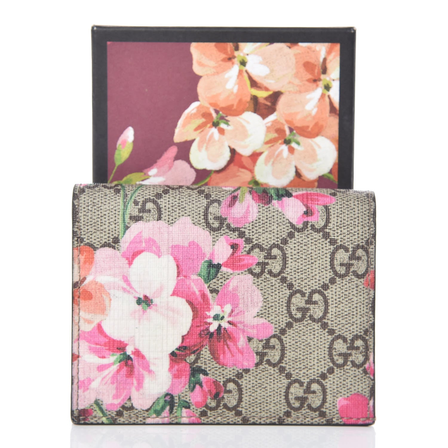 Gucci GG Supreme Monogram Blooms Card Case Beige Multicolor Dry Rose 14 of 14