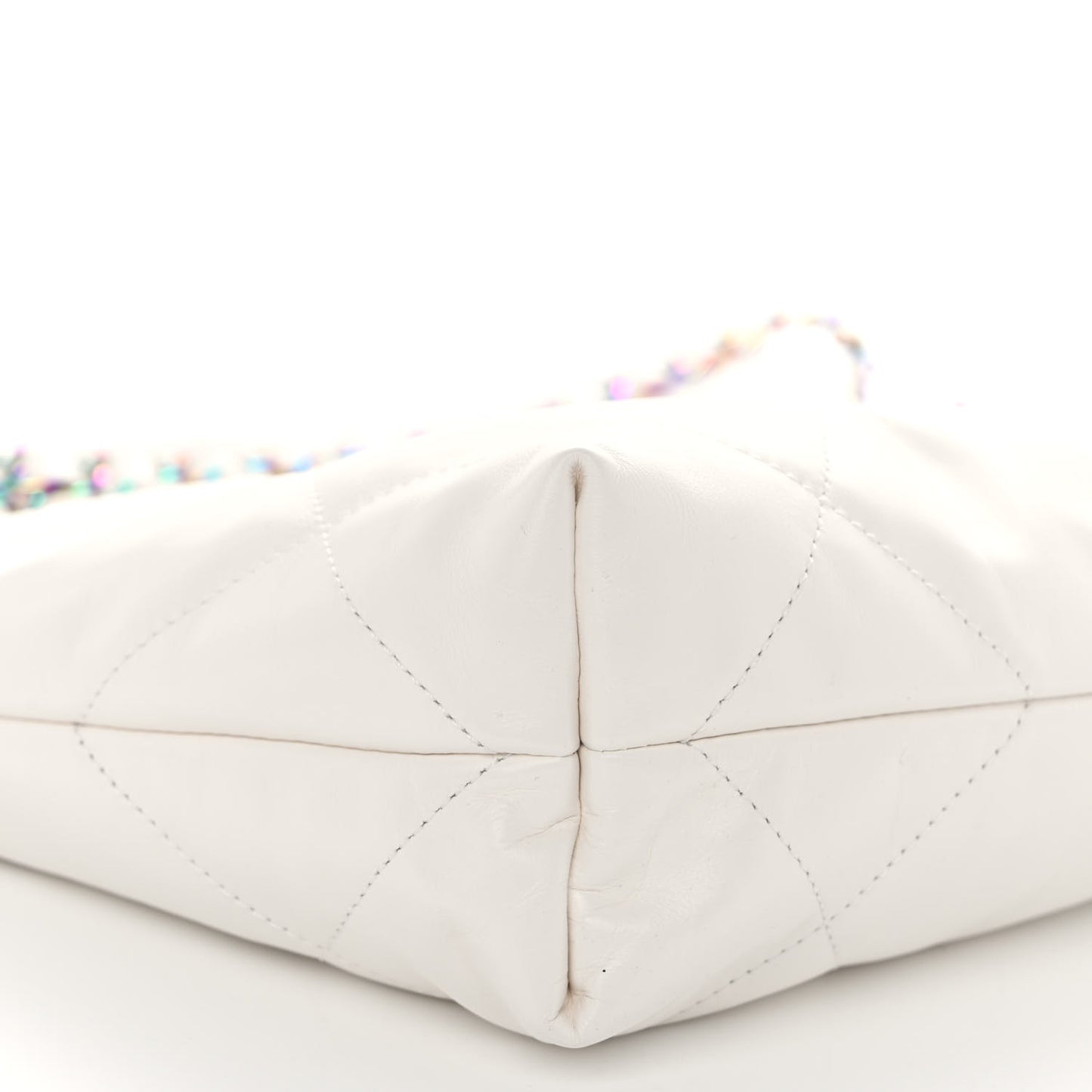 Shiny Calfskin Quilted Small Rainbow Chanel 22 White