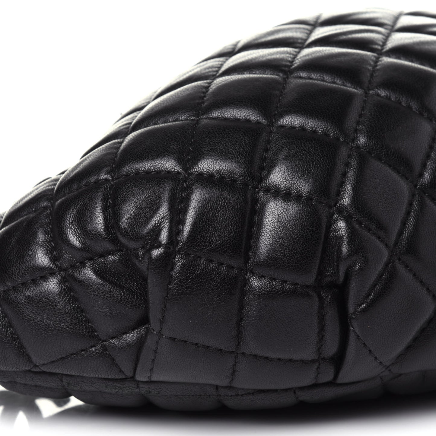 Lambskin Quilted Banane Waist Bag Fanny Pack Black