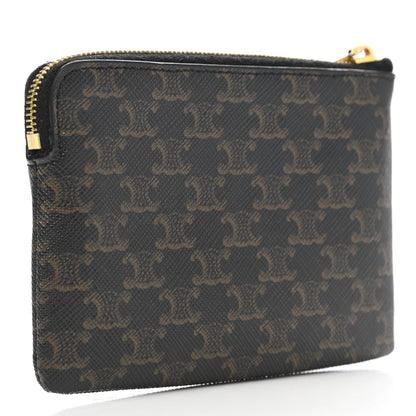 Celine Triomphe Canvas Logo Coin and Card Pouch With Hook Black 3 of 8