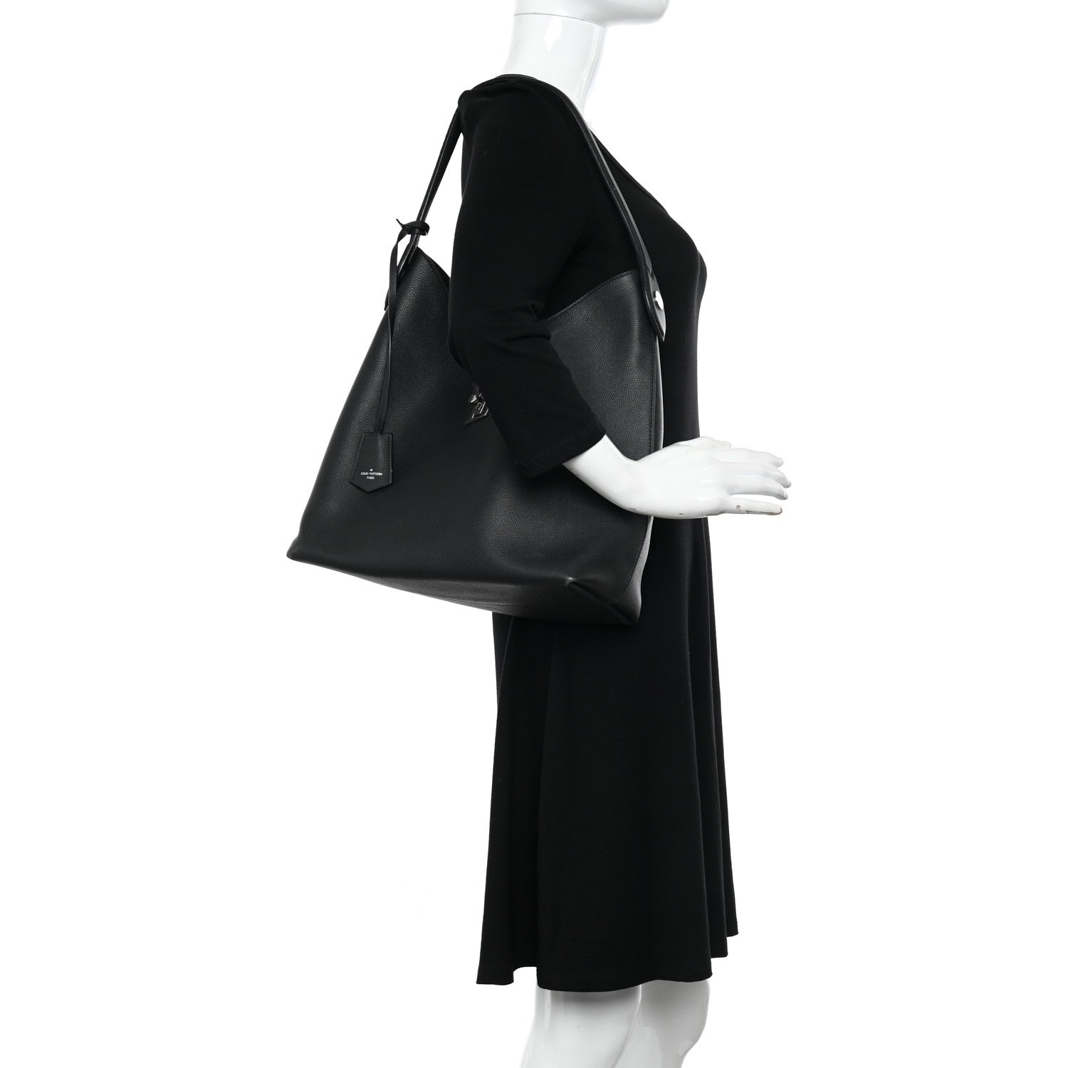 Louis Vuitton Calfskin Lockme Hobo Black 2 of 10